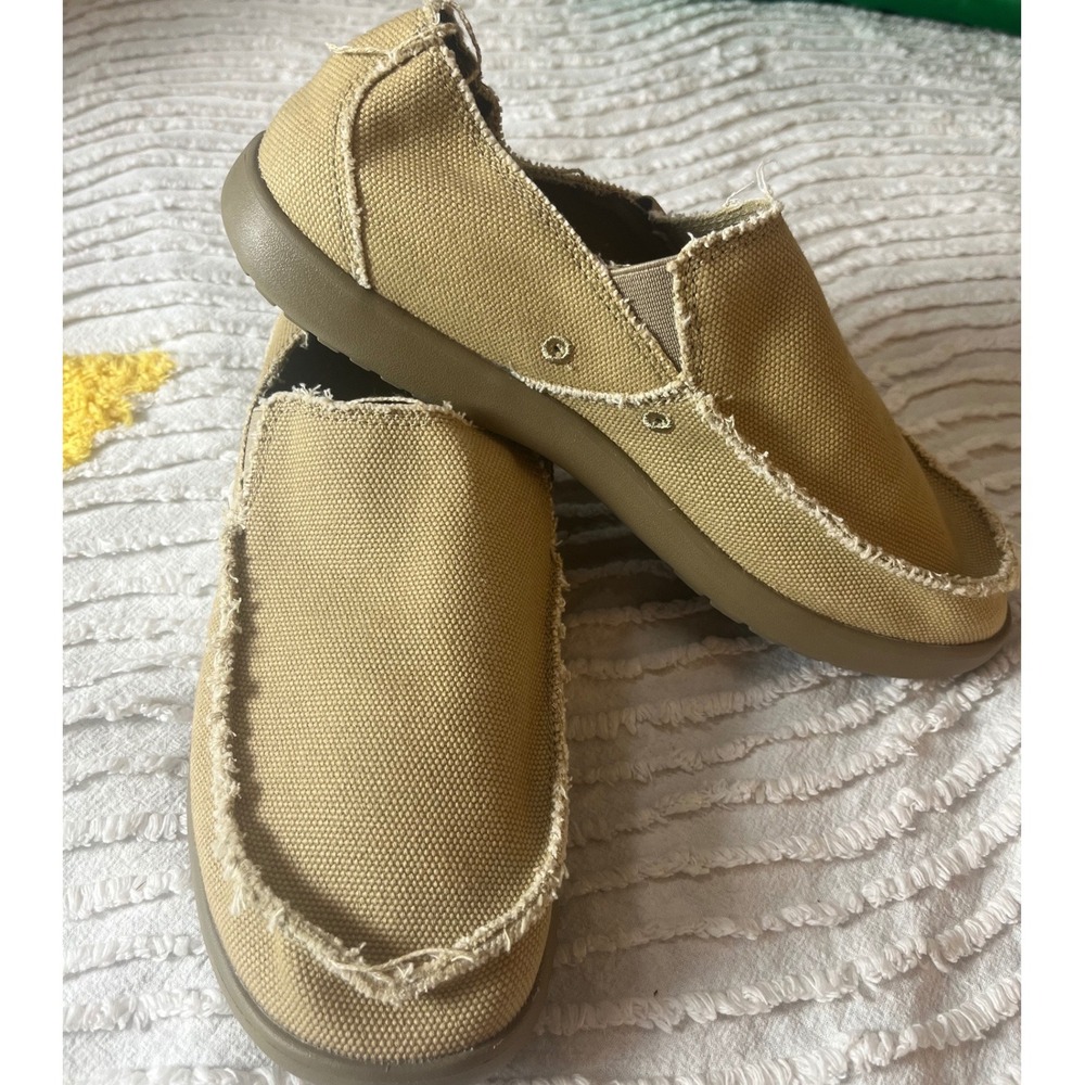 Crocs Venture Santa Cruz 10128 Sz 9 Loafers Canvas Slip On Shoes Beige Walking‎